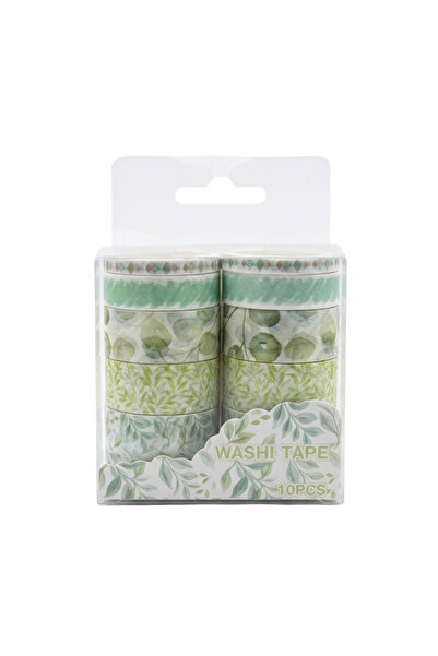Şehir Online Mağazacılık Set de 10 benzi Washi cu tematică botanică verde, se...