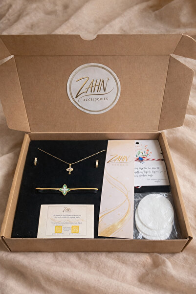 Premium Takı Seti Kolye Küpe Bileklik Gold Kaplama Özel Hediye Kutulu Kadın Set + Hediye Aksesuarlar