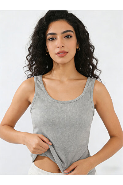 Take Two By Styli Grey Solid Tank Top