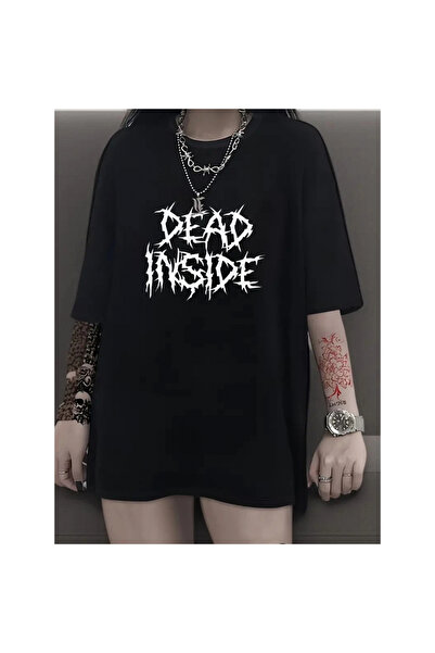 Narnuga Live Letter Print Oversized Short Sleeve T-Shirt - Black