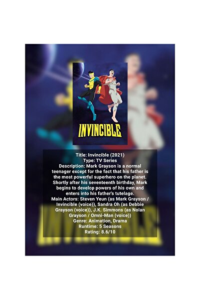OEM Invincible Infographic Poster 2021, Superhero Design, Premium Quality, 25...