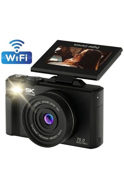 VALA ® Cameră digitală Ultra HD 5K CCD, 75MP, WIFI