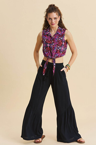 Los banditos Разкроен широк панталон с връзки и джобове