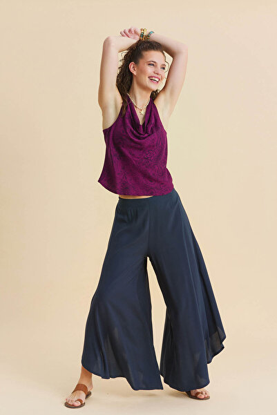 Los banditos Дамски бохемски панталони с нормална талия и асиметричен крой