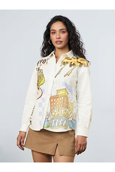 The Souled Store By Styli قميص كريم فريندز سنترال بيرك برسومات جرافيكية