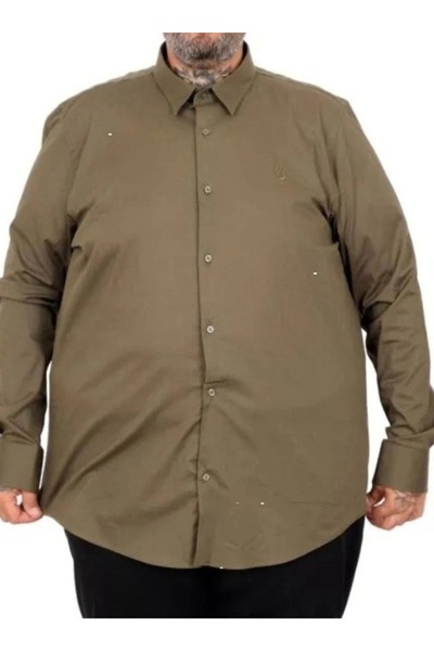 cusseli Large Size Men's Classic Shirt Lycra 20351 Khaki