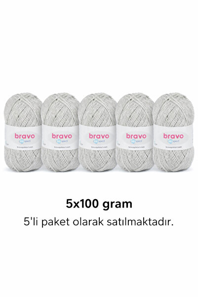 Bravo Пряжа для плетіння Respect 91 світло-сіра 100 г 230 мт