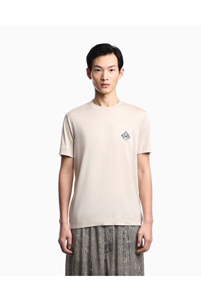 Emporio Armani Men's Short Sleeve Crew Neck Regular Fit Beige T-Shirt Em00528...