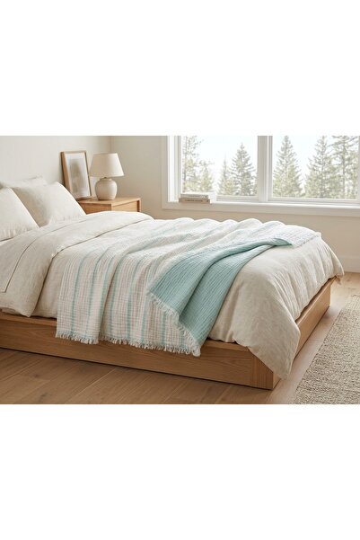 kesenegore Κουβέρτα από 100% βαμβάκι με ριγέ σχέδιο 8 στρώσεων μουσελίνας Πικ...