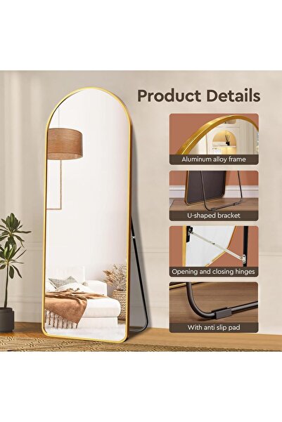 Decorhills مرآة مقوسة كاملة الطول 152 × 42 سم |   مرآة تزيين بإطار من سبائك ا...