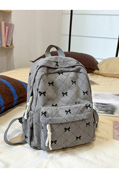 Take Two By Styli Bow Print Zip Closure Backpack