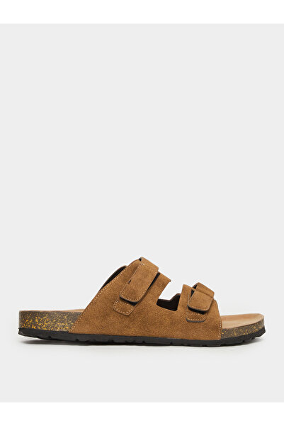 Styli Beige Double Strap Suede Look Casual Sandals