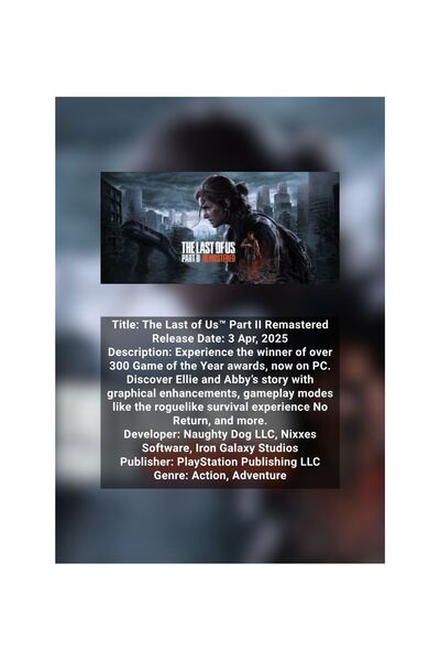 OEM The Last of Us Part II Remastered Infographic Poster, Game Details, 250g ...