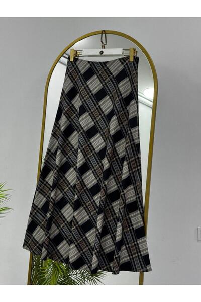 Tebrikler tekstil Women's Hijab Checkered Long Skirt G4496