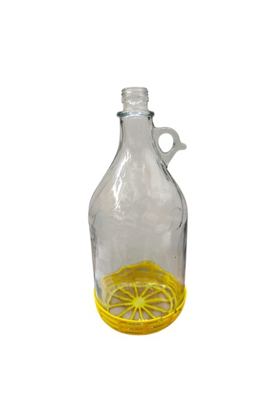 OEM 3 Liter glass demijohn, with plastic basket and pre-threaded aluminum cap...