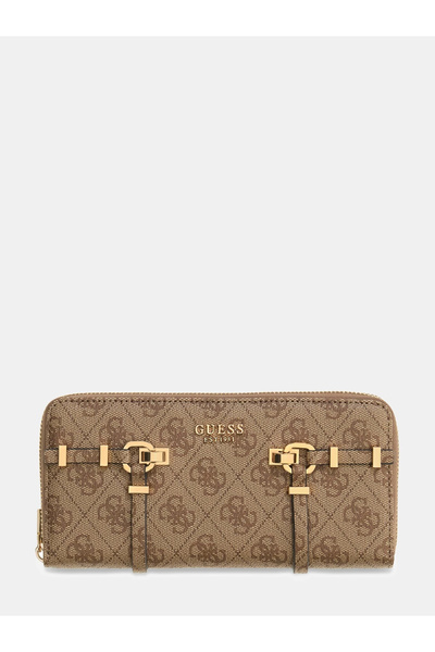Guess Leona Logo Large Size Zippered Women's Brown Wallet Swsg9917146-Ltl