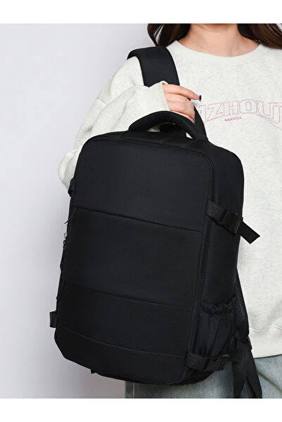 Take Two By Styli Black Zip Closure Backpack