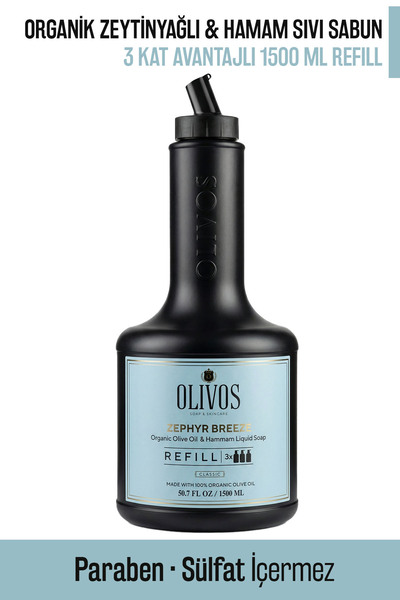 Olivos Zephyr Breeze Zeytinyağlı Hamam Kokulu Sıvı Sabun Refill 1500 ML (3x50...