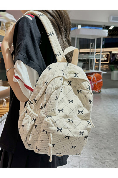 Take Two By Styli Bow Print Zip Closure Backpack