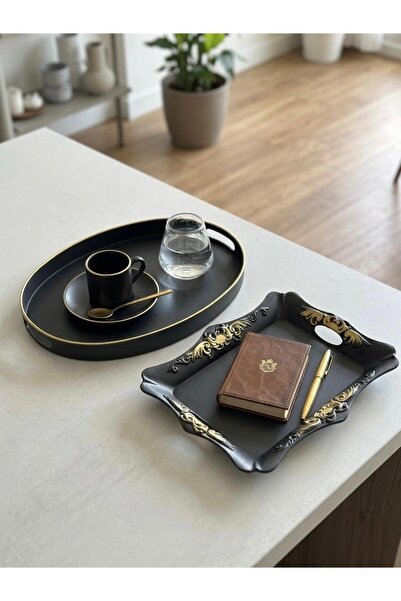 cook&kitchen Isra Tray Black 2-Piece Set