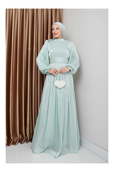 Refka Хиджаб вечерна рокля - Водно зелен -