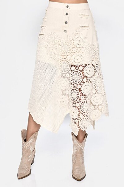 DQMANE Tasarım Dantel işlemeli Etek