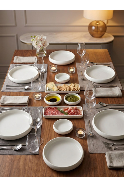 Le Paon 12 Parça Porselen Kahvaltı Takımı Sunum Seti 23.5cm Servis 28cm Sunum...