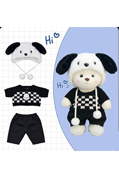 Takara Tomy siyah beyaz puffy hug ayıcık peluş oyuncak kıyafetli 30cm puffyhu...