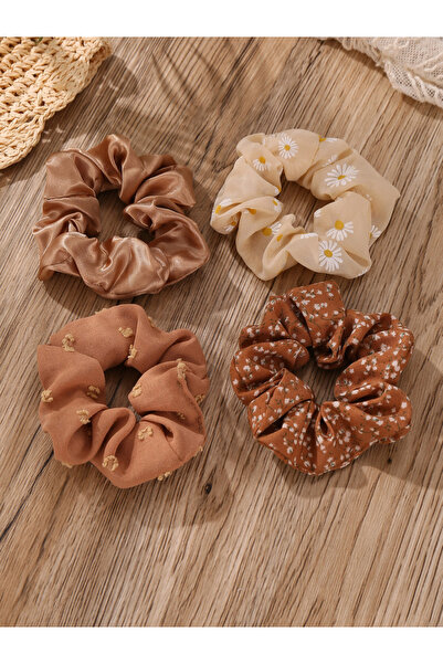 Take Two By Styli Pack of 4 - Floral Printed Hair Scrunchies