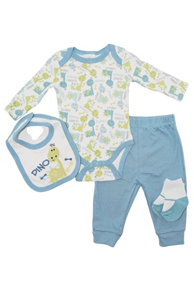 Bambimici -Printed Long Sleeve Bodysuit with Pyjama - Multicolors, 03M to 12M