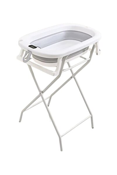 Little Mom Set de baita pentru bebelusi Grey, include Cadita pliabila cu term...