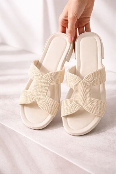 Slipcat Women's Straw-Looking Strappy Beach Balcony Casual Slippers Comfortab...