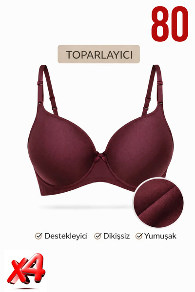 PRUSA İÇ GİYİM Women's Padded (Supported) Underwire Gathering Bra in Burgundy...