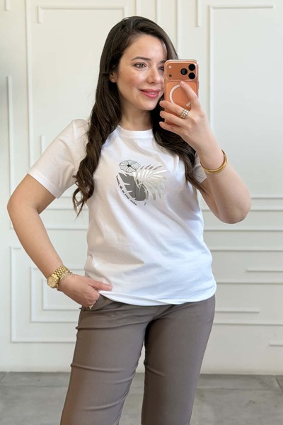 yb yağmur butik Μπλουζάκι με στάμπα πέτρινων λουλουδιών