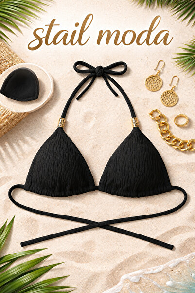 Stail Moda Dolgulu Üçgen Bikini Üstü