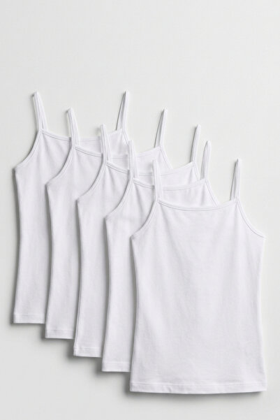Katia&Bony Pack of 5 Basic Thin Strap White Girls' Undershirts