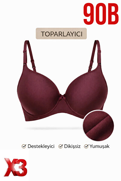 PRUSA İÇ GİYİM Women's Padded (Supported) Underwire Gathering Bra in Burgundy...