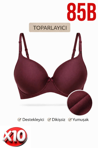 PRUSA İÇ GİYİM حمالة صدر نسائية مبطنة (مع دعامات) باللون الأحمر الداكن x10 (1...