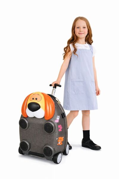 NO BRAND Valiză troler copii ride-on cu roți, bagaj cabină, design animăluț, ...