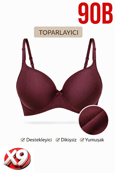 PRUSA İÇ GİYİM Women's Padded (Supported) Underwire Gathering Bra in Burgundy...