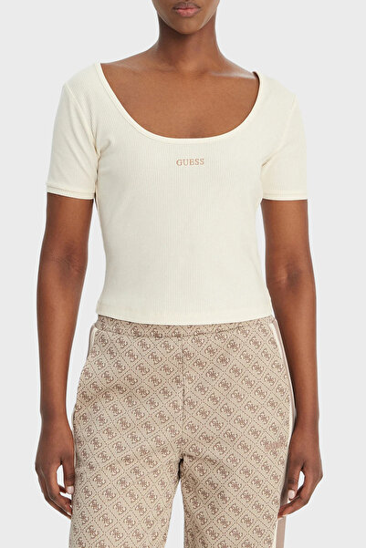Guess Circe Slim Fit με κεντημένο λογότυπο Μπλούζα με βαθύ στρογγυλό λαιμό V6...