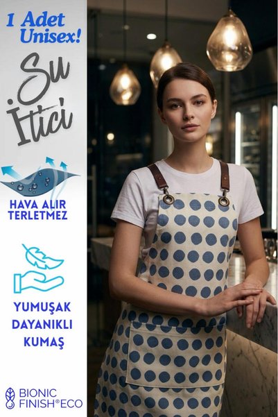 Monki Haus Water Resistant Apron for Cafe, Barista, Hairdresser, Kitchen, Chef, Painter and Florist Polka Dotted