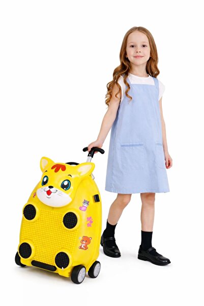 NO BRAND Valiză troler copii ride-on cu roți, bagaj cabină, design animăluț, ...