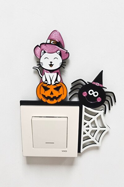 tredblock Prizzy Halloween Dekoratif Priz Süsü - Kedi ve Örümcek Figürlü Parl...
