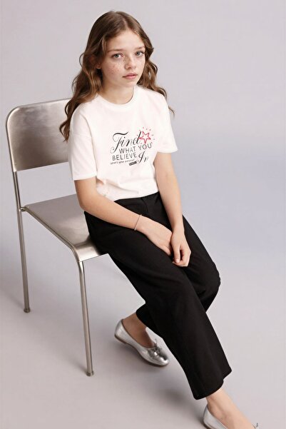 DeFacto Παντελόνι με φαρδιά μπατζάκια Βαμβάκι τεμαχίων για κορίτσια G0608A826SM