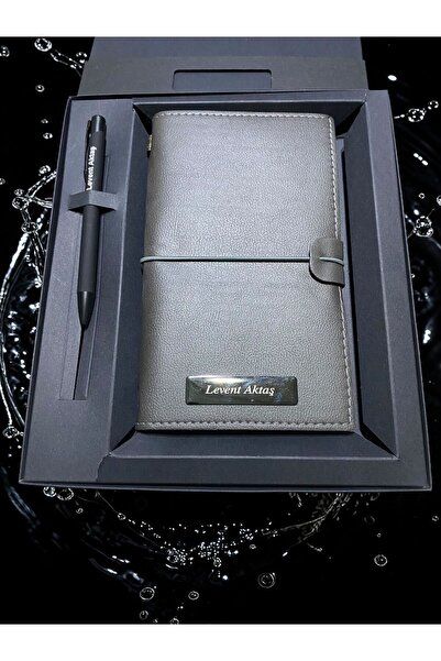 Kişiye Özel Yumuşak Deri Defter & Kalem Kutulu Set & Kareli, Çizgili, Çizgisiz Defter