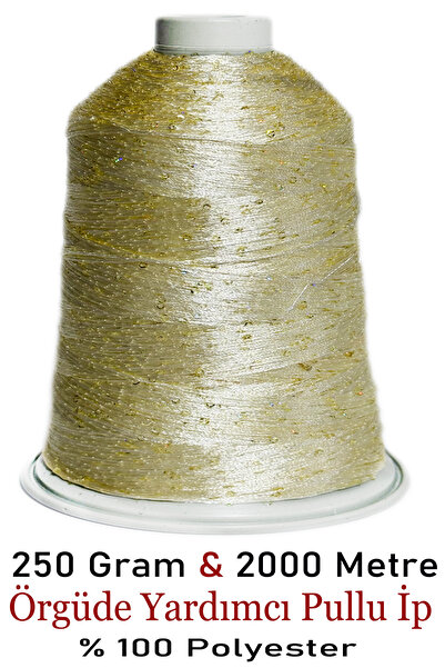 Diva İplik 250 Grams - 2000 Meters - 06 - Cream Multicolor Sequin Yarn - 2 mm...
