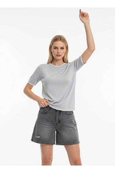 Arbucky Women's Crew Neck Short Sleeve Slim Knit Sweater