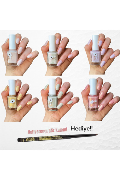Pastel 6 lı Oje Seti 408-409-410-411-412-414 + Kahverengi Göz kalemi Hediye!!!