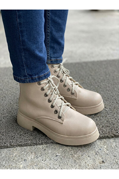 I Love Shoes Γυναικείες μπότες Voltera Μπεζ ματ δερμάτινες